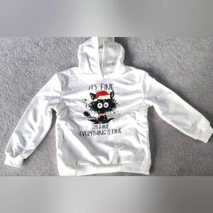SHEIN I'TS FINE I'M FINE EVERYTHINGS FINE CAT CHRISTMAS SWEATSHIRT GIRLS SZ 12 Y